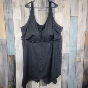 Swimsuits For All Black Tankini Swim Top  Size 40